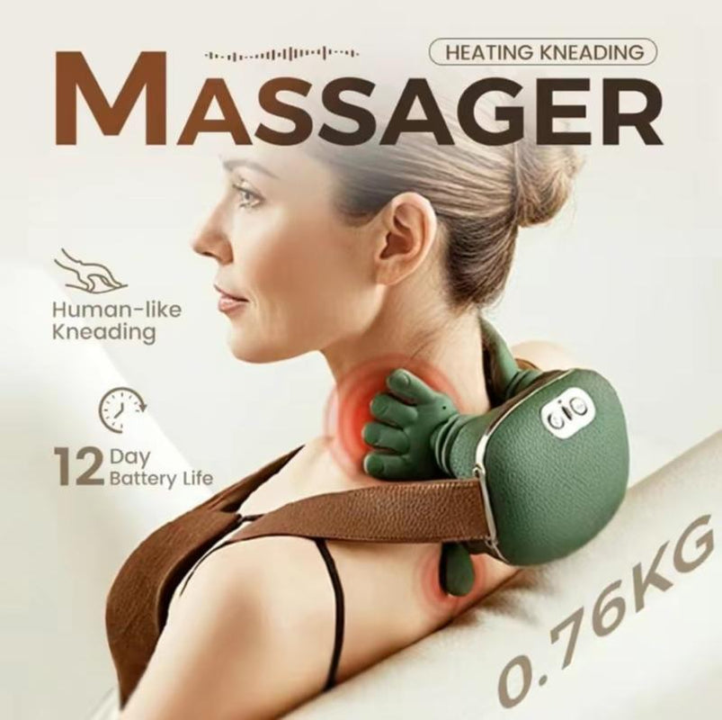 Neck Massager, Professional Handheld Shoulder Neck Massage Device, Realistic Touch, Three Speed Settings, Unisex, Christmas Gift